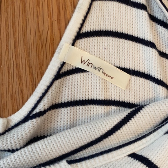 WinWin Cold Shoulder Dress White with Navy Stripes - Picture 4 of 7